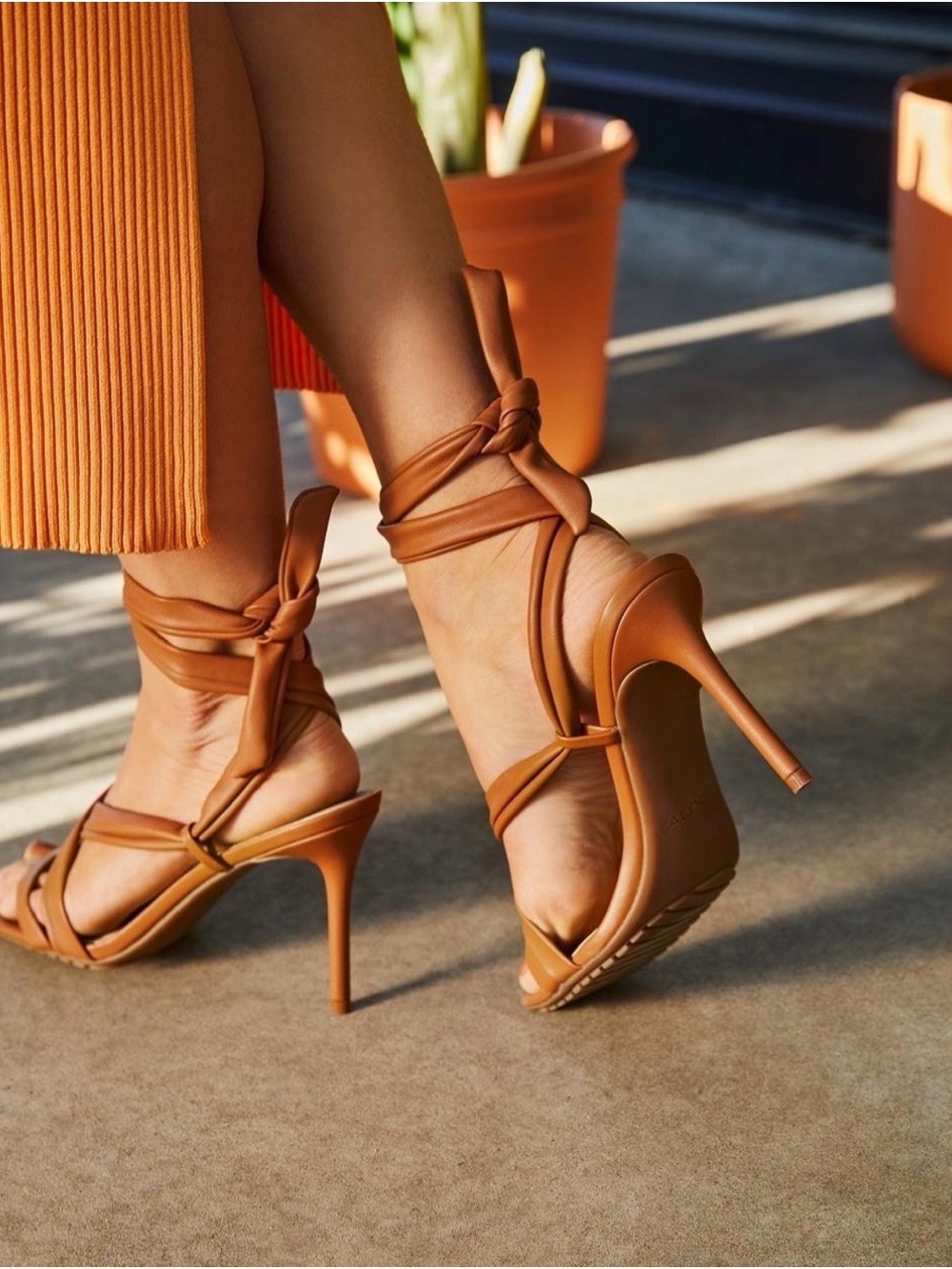Aldo Kiliwen Women's Tan Wrap-Strap High Heel Sandals